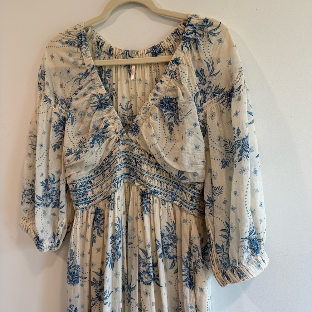 Free People Golden Hour Blue Floral Maxi Dress - Picture 2 of 7
